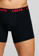 Levi's Men's 3 Pack Repeat Logo Boxer Briefs – Red/Black