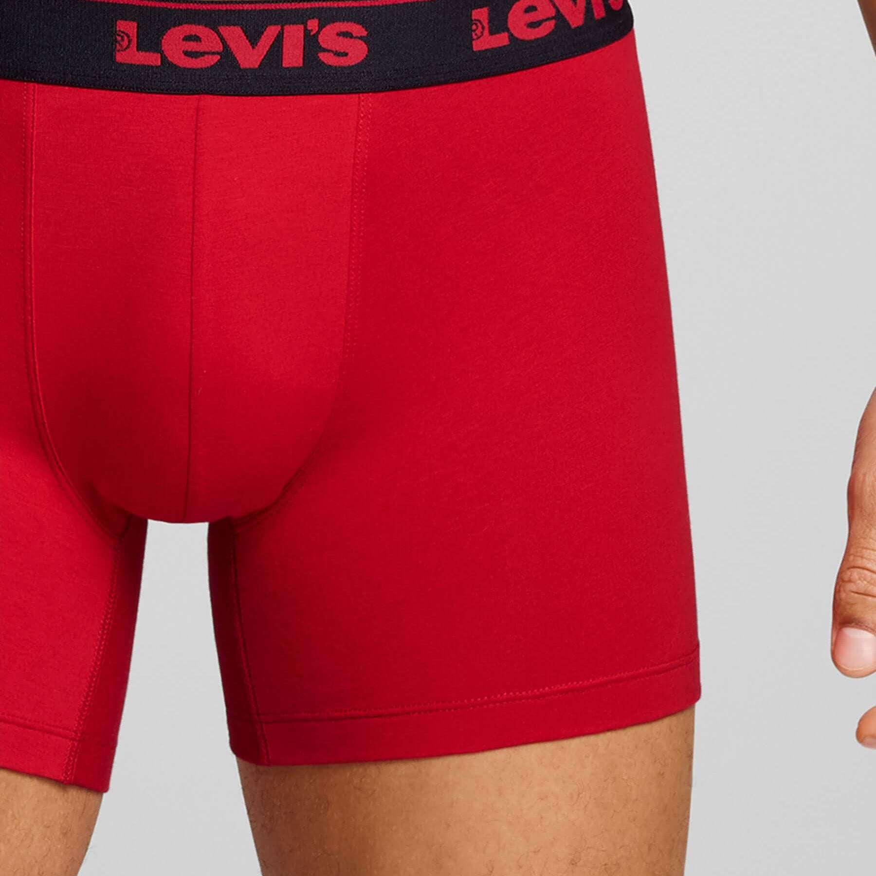 Levi's Men's 3 Pack Repeat Logo Boxer Briefs – Red/Black