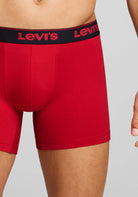 Levi's Men's 3 Pack Repeat Logo Boxer Briefs – Red/Black