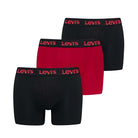 Levi's Men's 3 Pack Repeat Logo Boxer Briefs – Red/Black