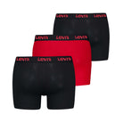 Levi's Men's 3 Pack Repeat Logo Boxer Briefs – Red/Black