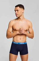 Levi's Men's 3 Pack Repeat Logo Cotton Stretch Boxer Briefs – Blue