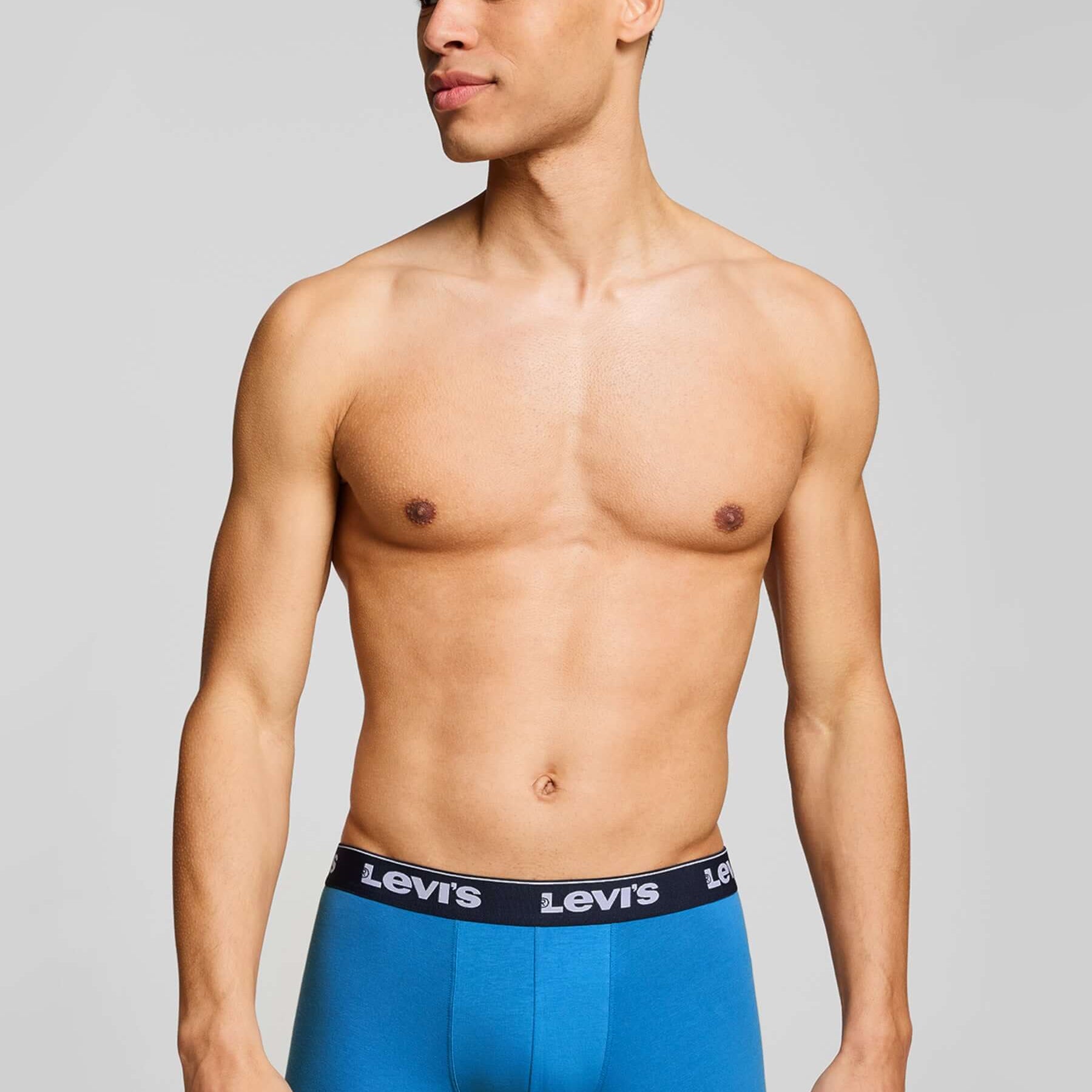 Levi's Men's 3 Pack Repeat Logo Cotton Stretch Boxer Briefs – Blue