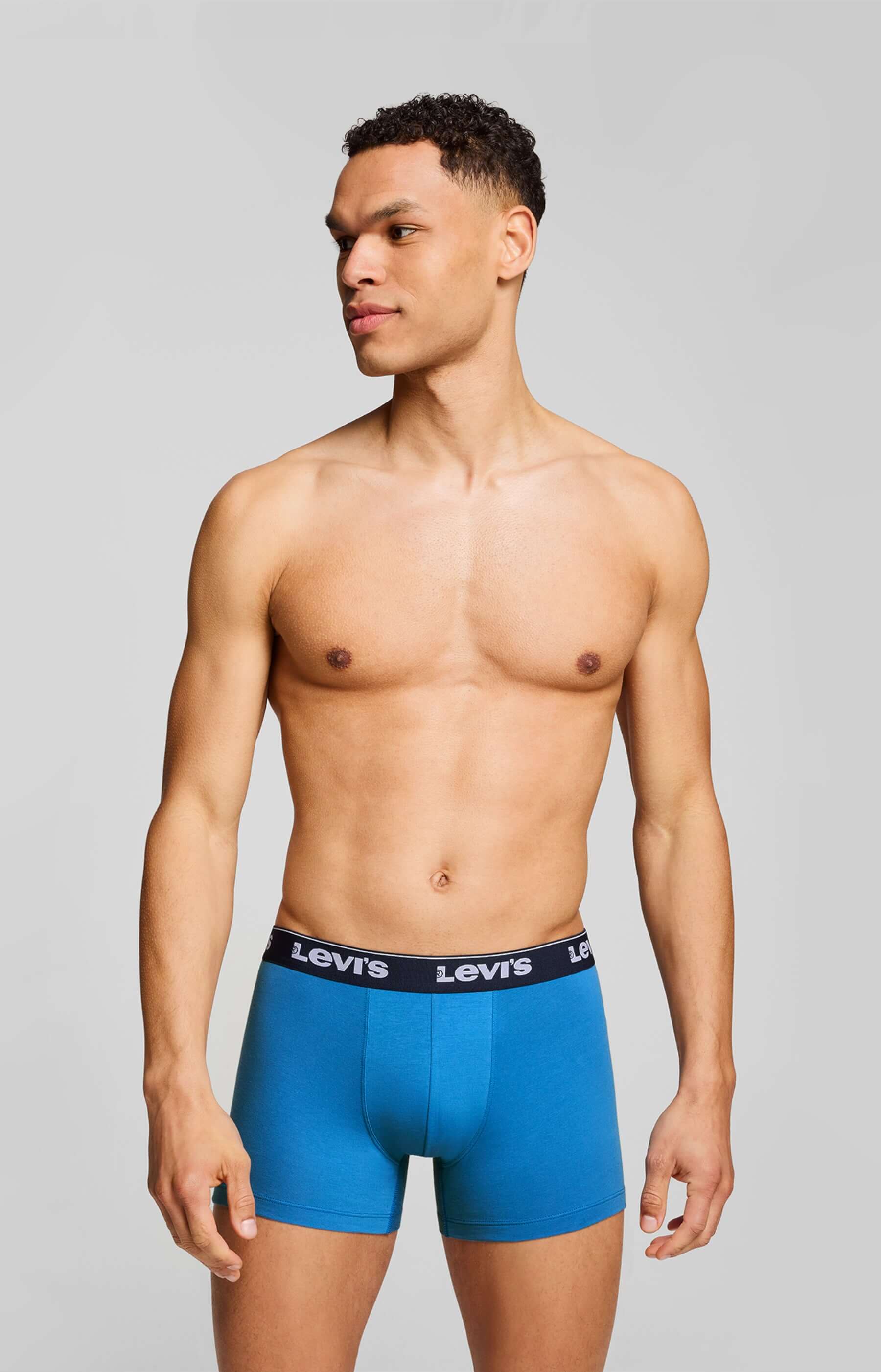 Levi's Men's 3 Pack Repeat Logo Cotton Stretch Boxer Briefs – Blue