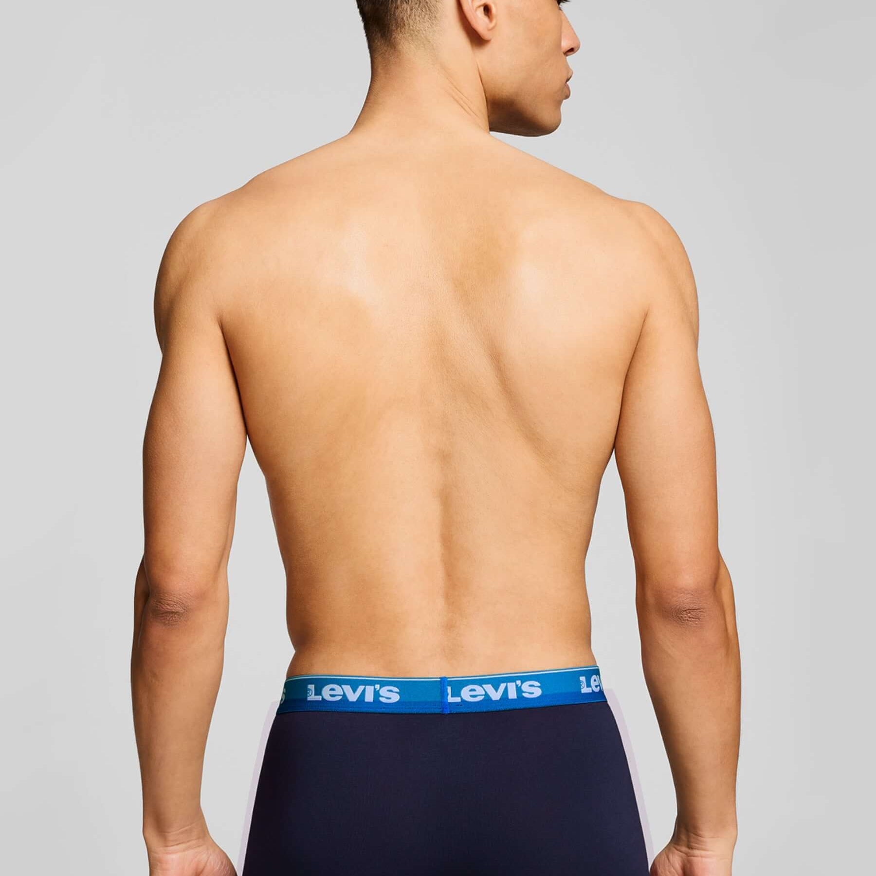 Levi's Men's 3 Pack Repeat Logo Cotton Stretch Boxer Briefs – Blue