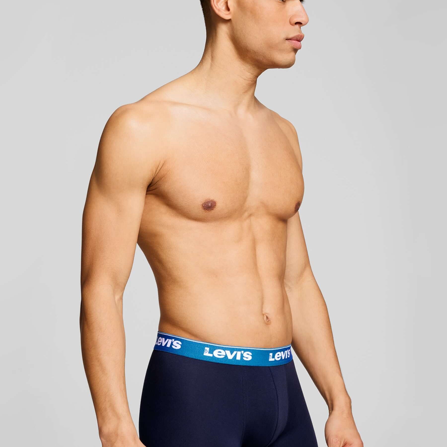 Levi's Men's 3 Pack Repeat Logo Cotton Stretch Boxer Briefs – Blue