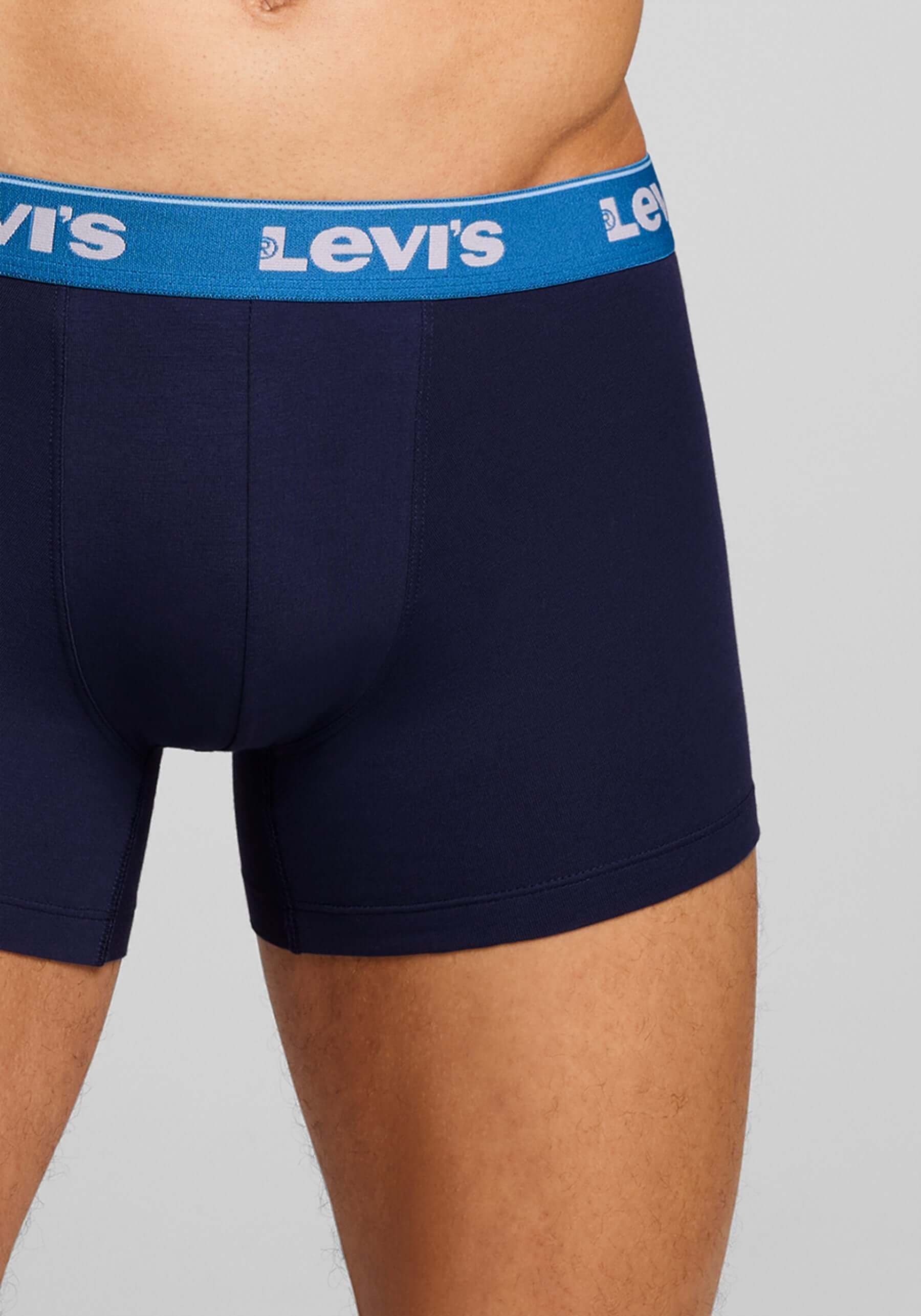 Levi's Men's 3 Pack Repeat Logo Cotton Stretch Boxer Briefs – Blue