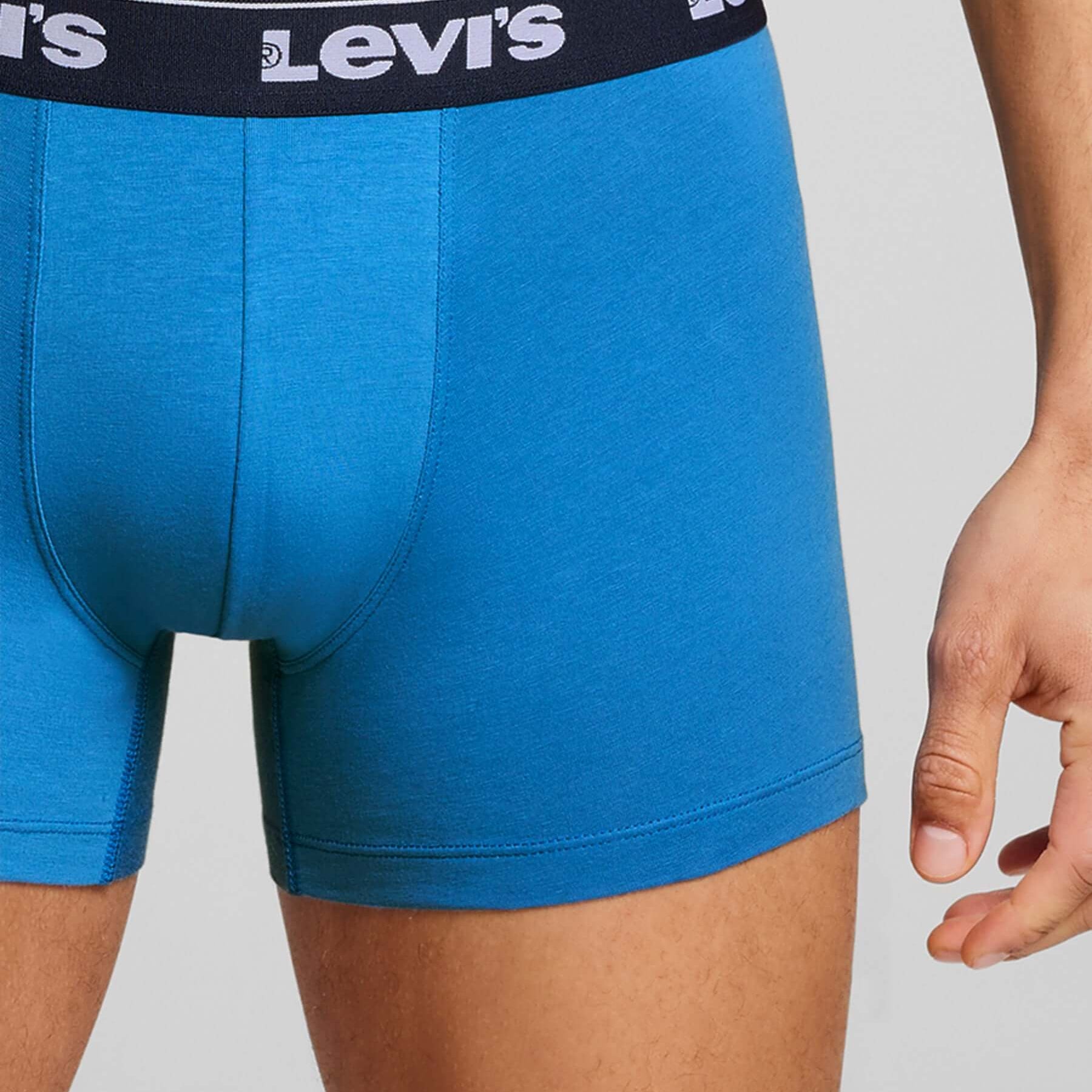Levi's Men's 3 Pack Repeat Logo Cotton Stretch Boxer Briefs – Blue