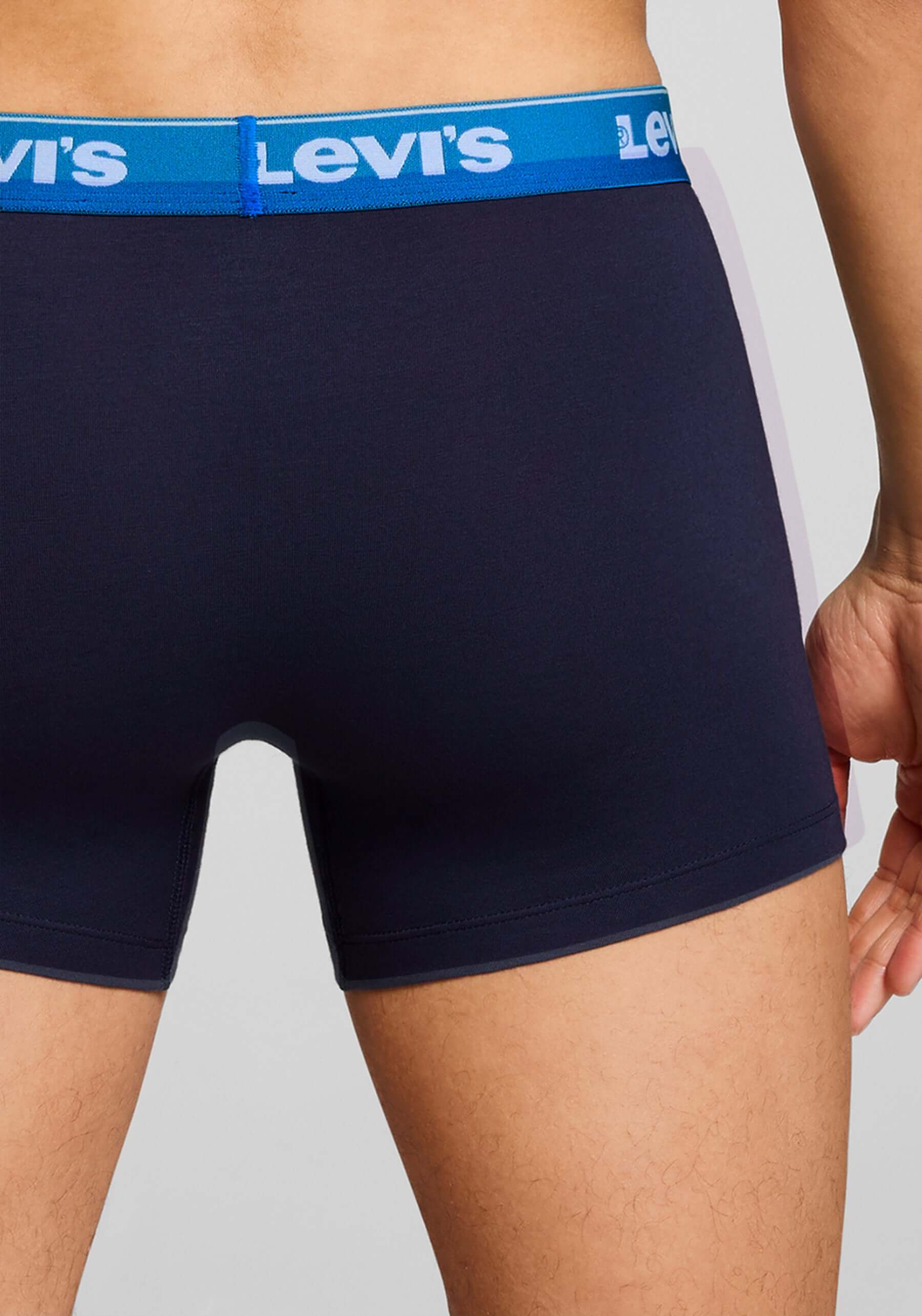 Levi's Men's 3 Pack Repeat Logo Cotton Stretch Boxer Briefs – Blue