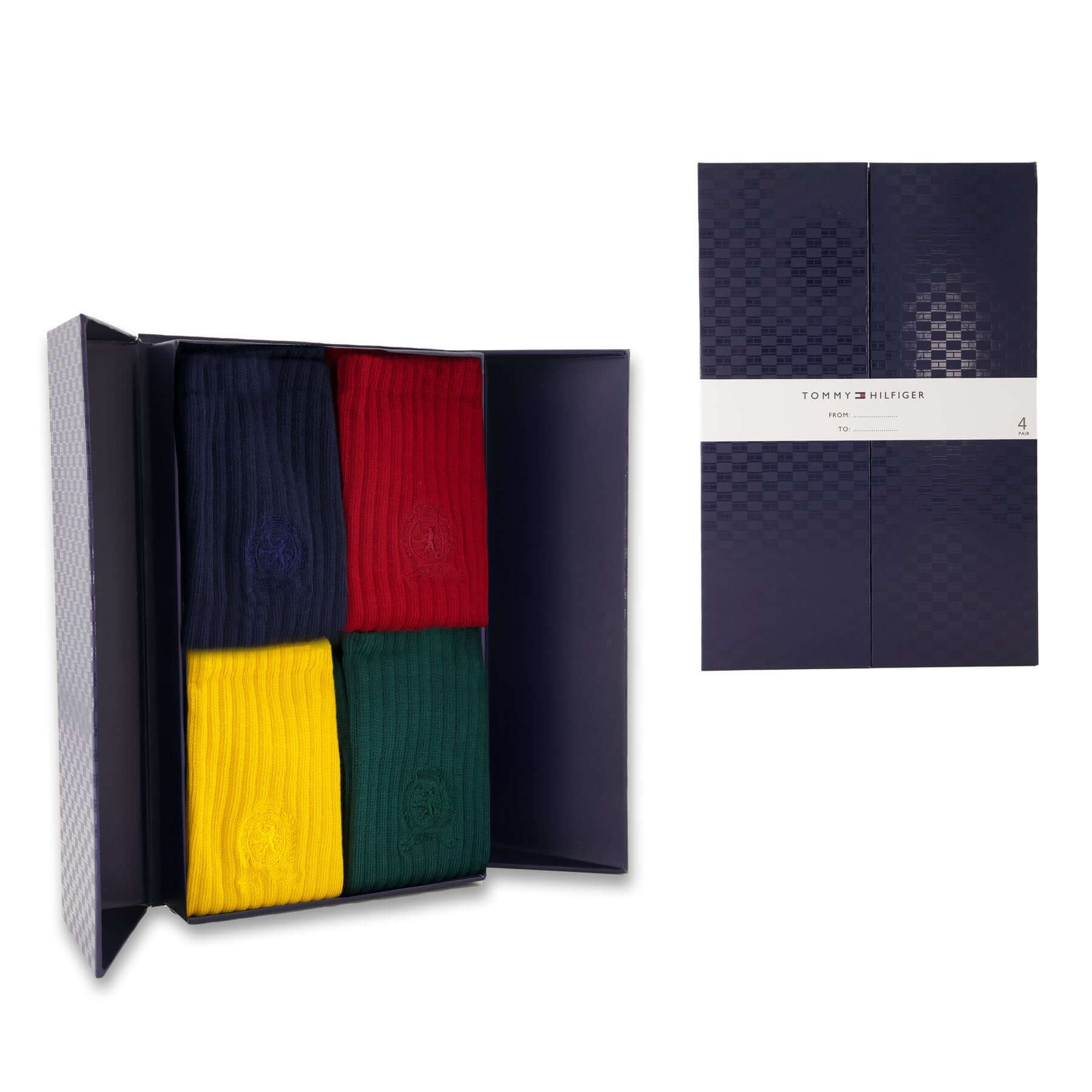 Tommy Hilfiger Men’s 4 Pack Crest Crew Socks Gift Box – Multicolour