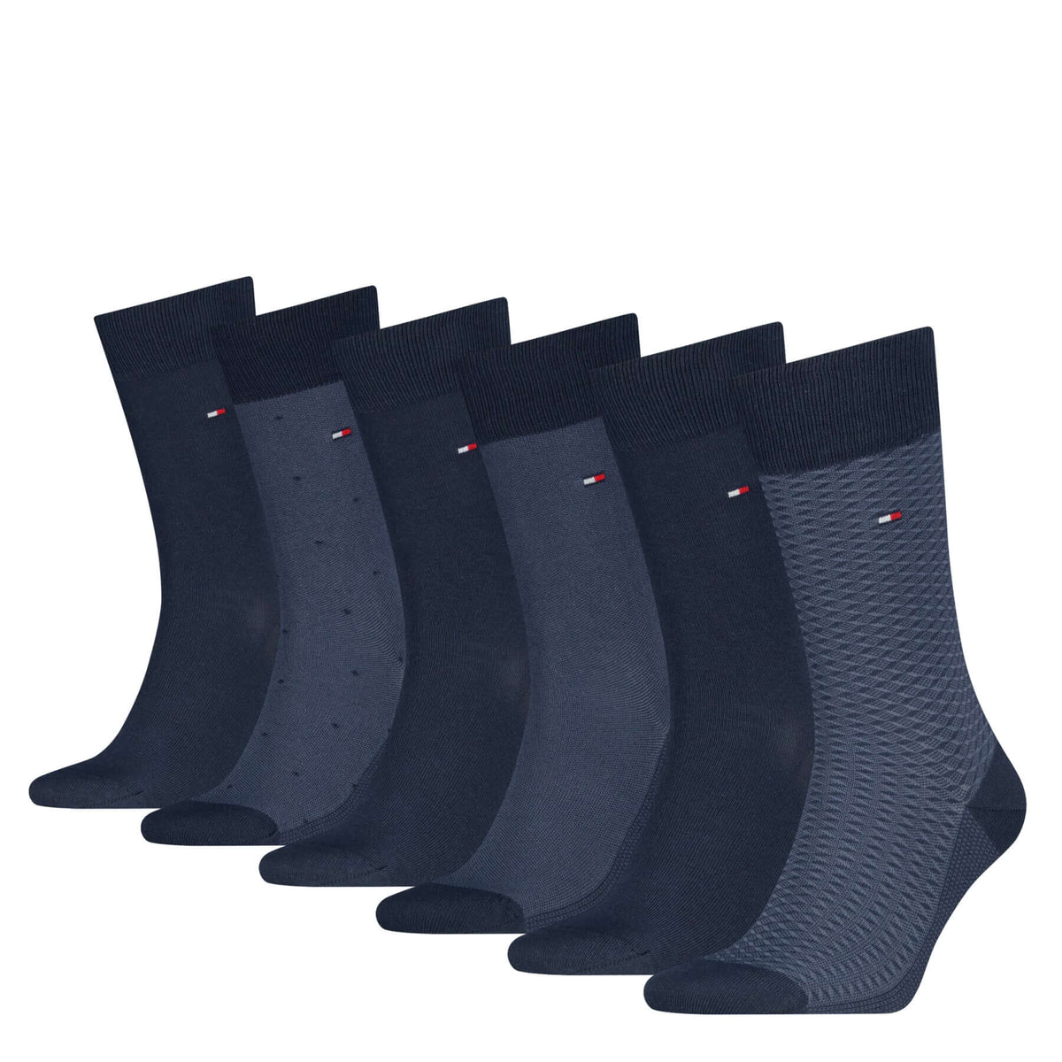Tommy Hilfiger Men's 6 Pack Birdseye Crew Socks Gift Tin - Navy