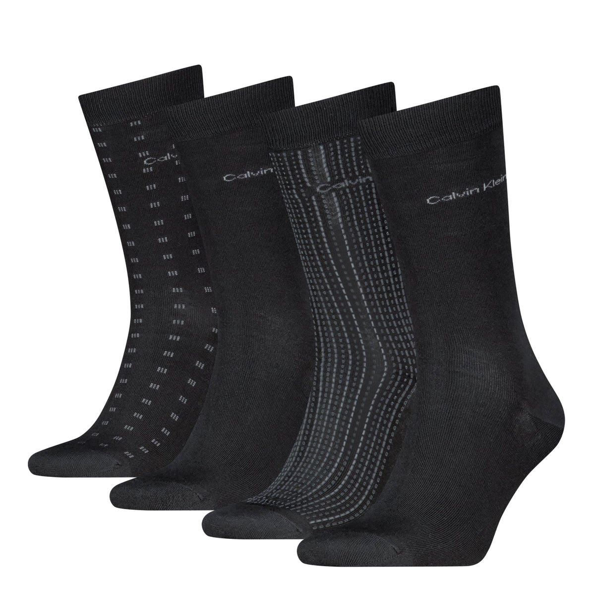 Calvin Klein Men's 4 Pack AOP Crew Socks Gift Box - Black