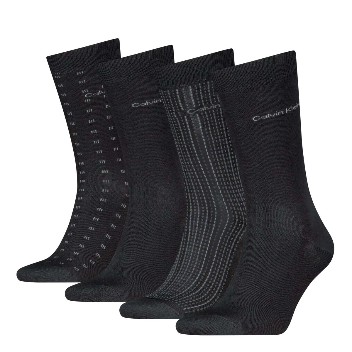 Calvin Klein Men's 4 Pack AOP Crew Socks Gift Box - Black