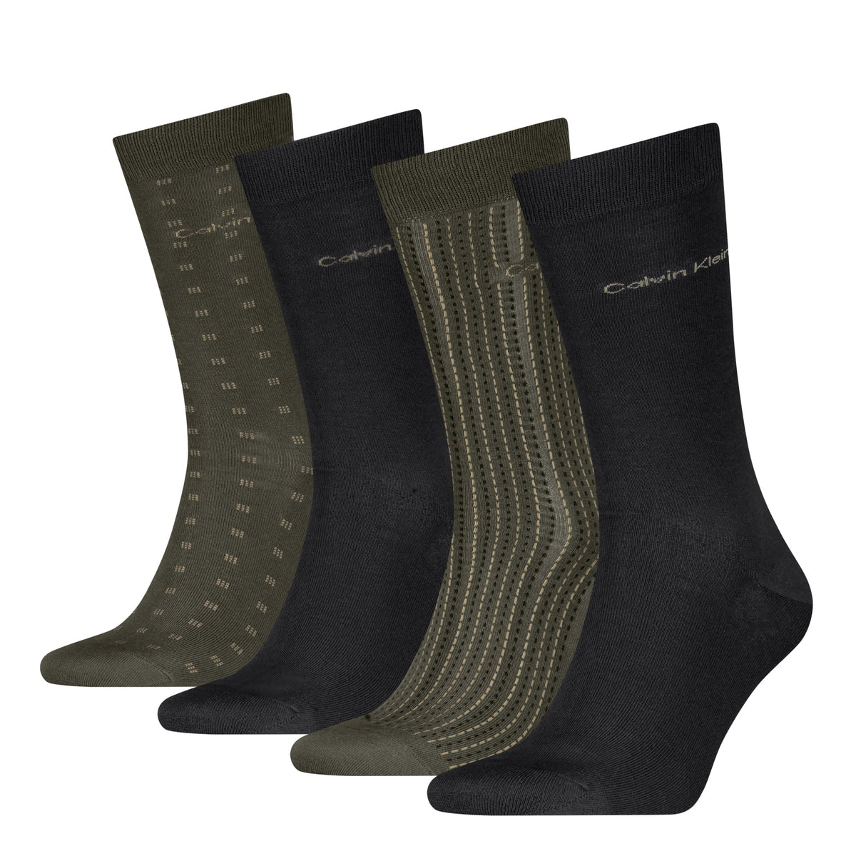 Calvin Klein Men's 4 Pack AOP Crew Socks Gift Box - Olive Green
