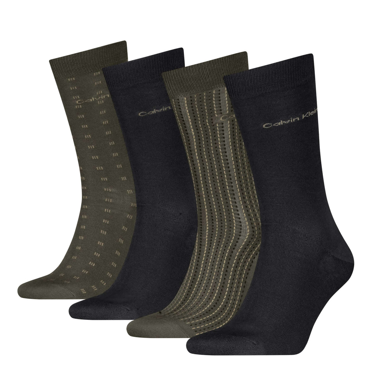 Calvin Klein Men's 4 Pack AOP Crew Socks Gift Box - Olive Green