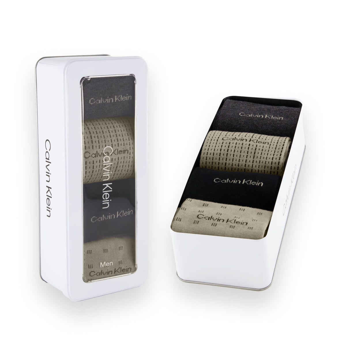 Calvin Klein Men's 4 Pack AOP Crew Socks Gift Box - Beige