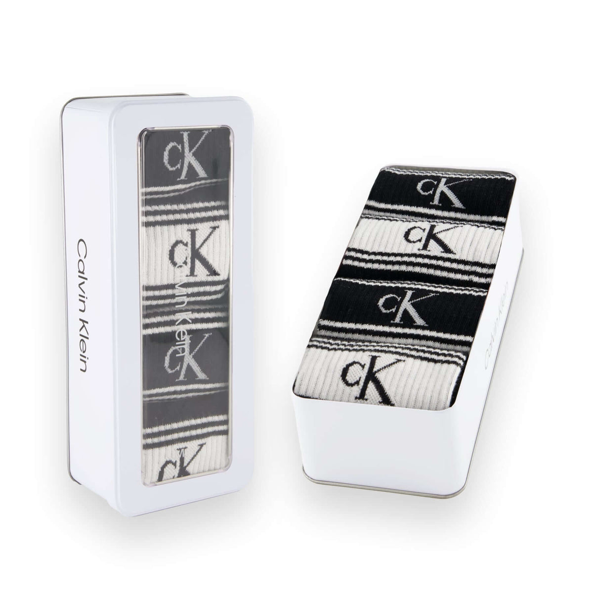 Calvin Klein Men's 4 Pack Sport Logo Crew Socks Gift Box - Black/White