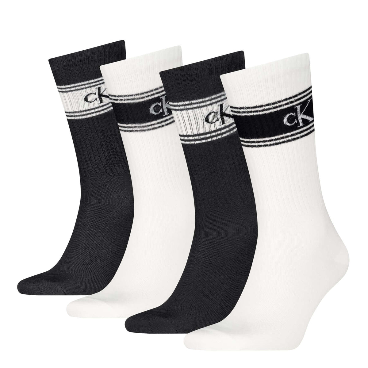 Calvin Klein Men's 4 Pack Sport Logo Crew Socks Gift Box - Black/White