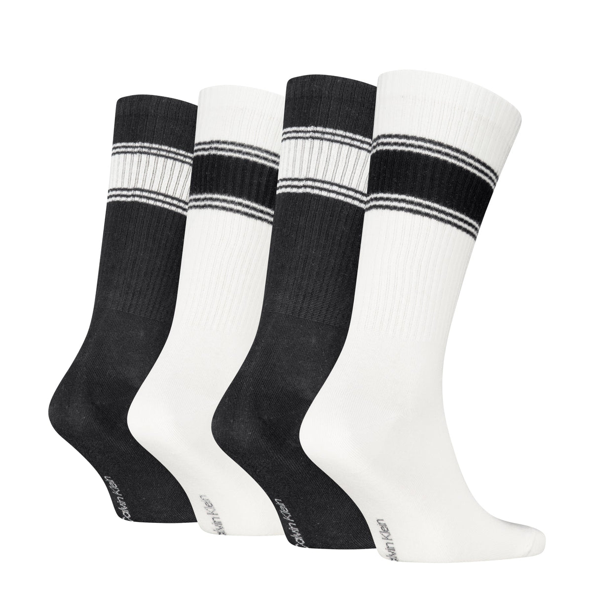 Calvin Klein Men's 4 Pack Sport Logo Crew Socks Gift Box - Black/White