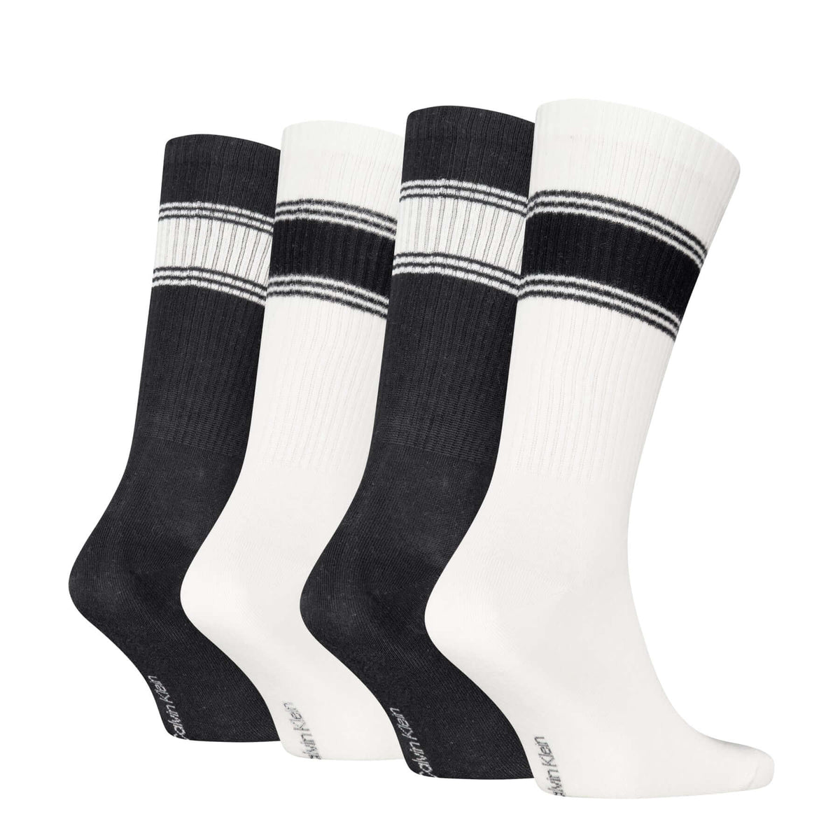 Calvin Klein Men's 4 Pack Sport Logo Crew Socks Gift Box - Black/White