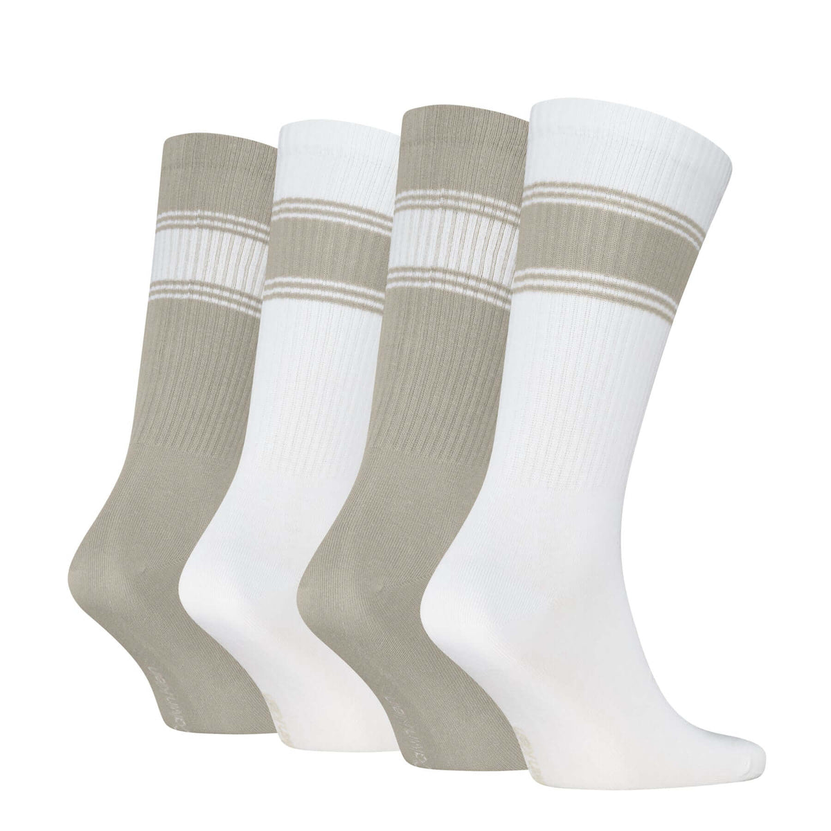 Calvin Klein Men's 4 Pack Sport Logo Crew Socks Gift Box - Beige/White