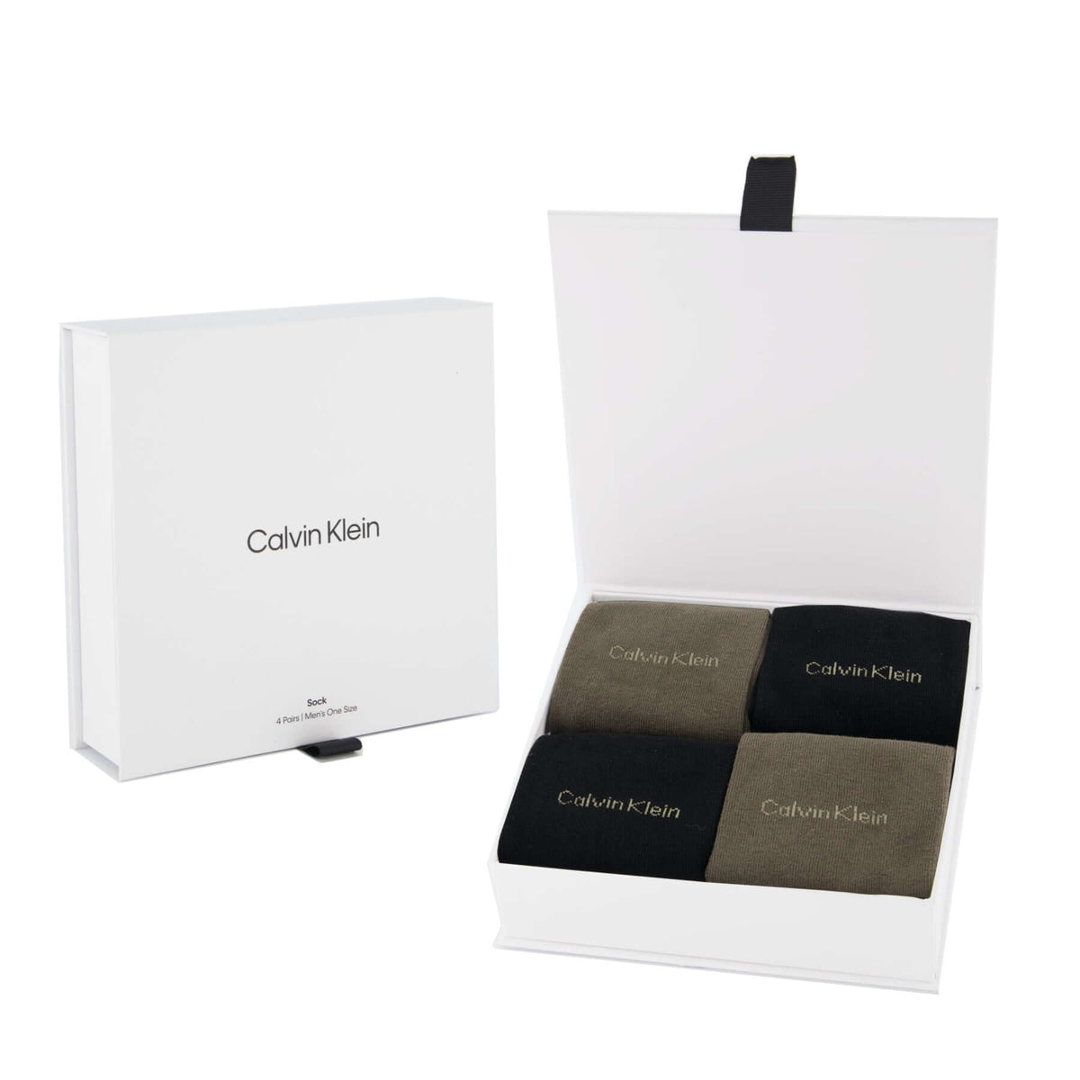 Calvin Klein Men's 4 Pack Classic Crew Socks Gift Box - Olive Green