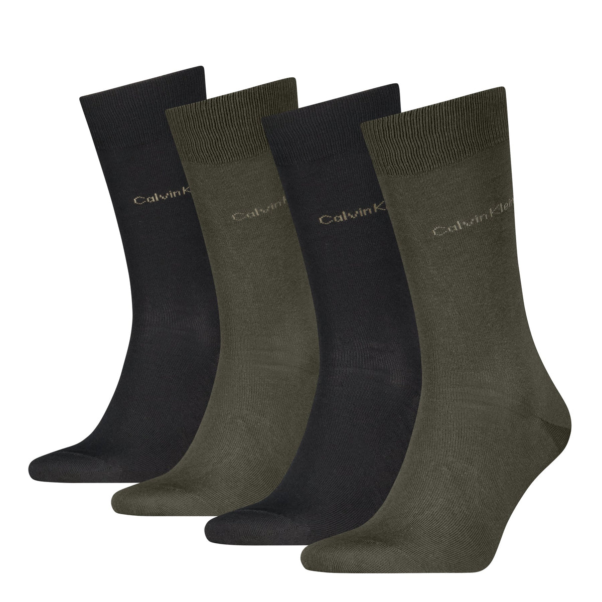 Calvin Klein Men's 4 Pack Classic Crew Socks Gift Box - Olive Green