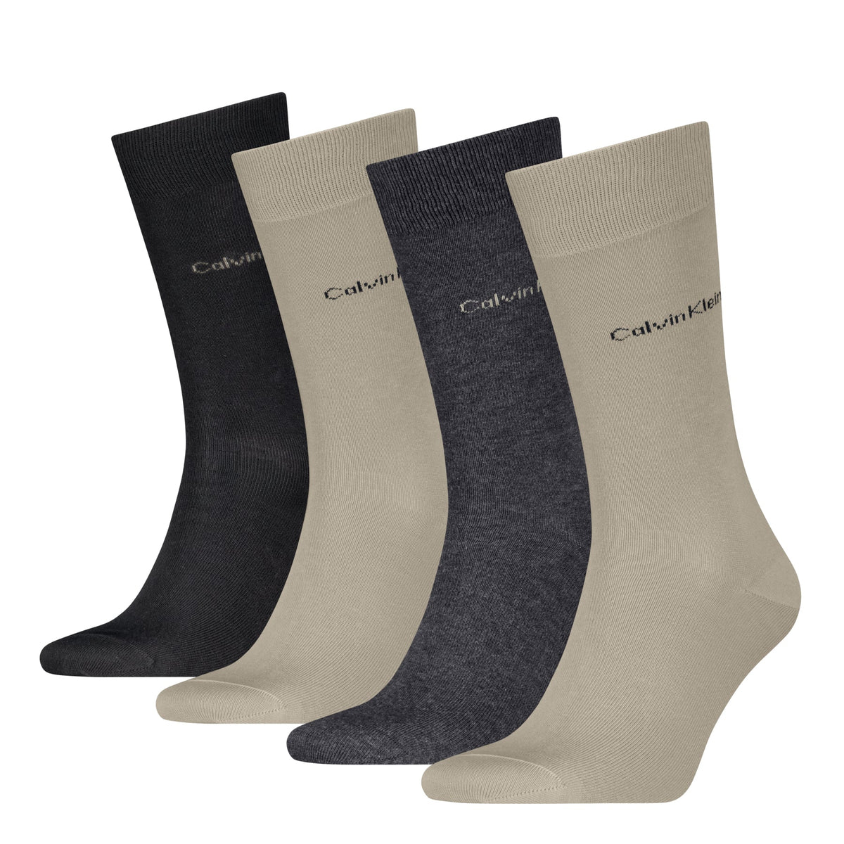 Calvin Klein Men's 4 Pack Classic Crew Socks Gift Box - Beige