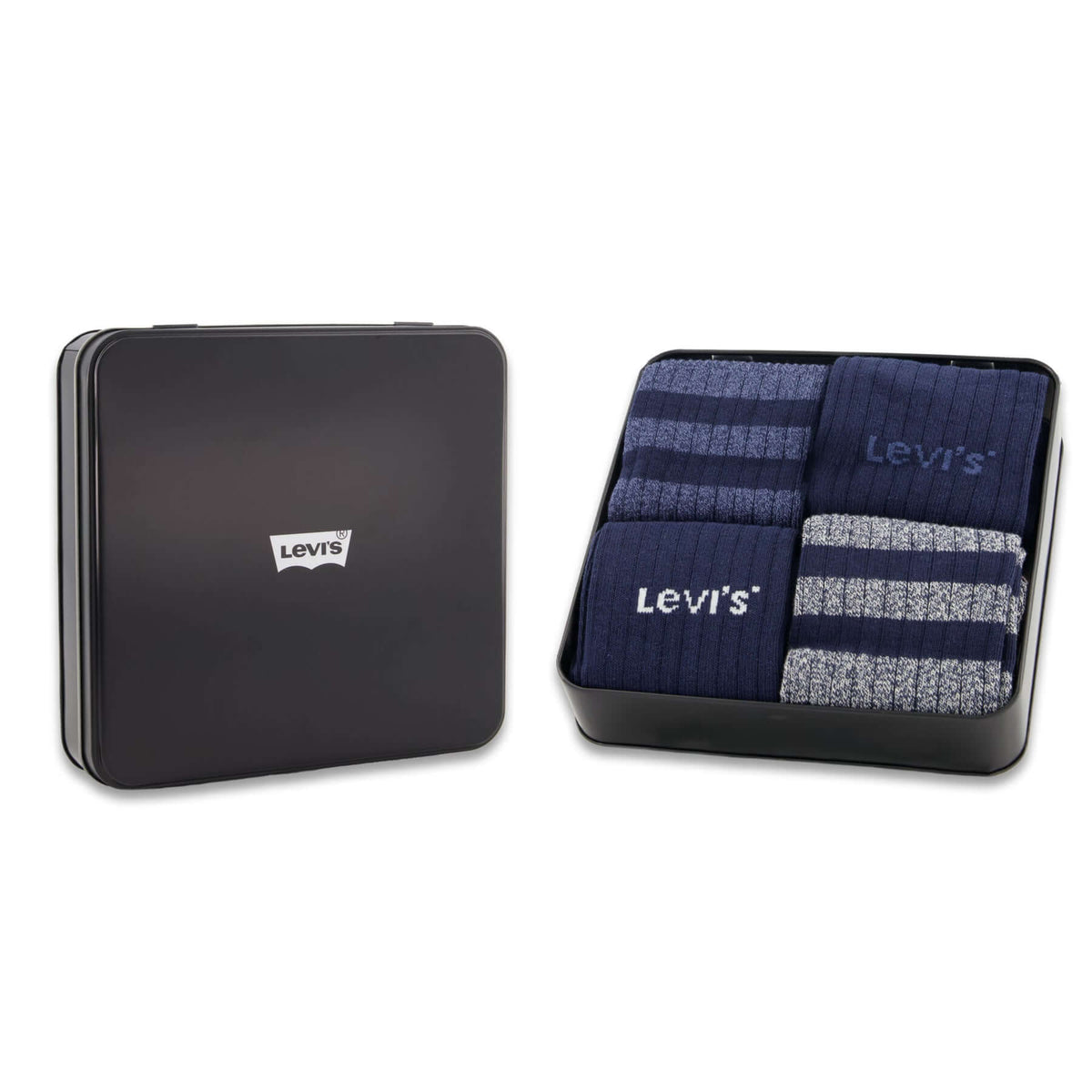Levi's Men's 4 Pack Mouline Crew Socks Gift Box - Blue Combo
