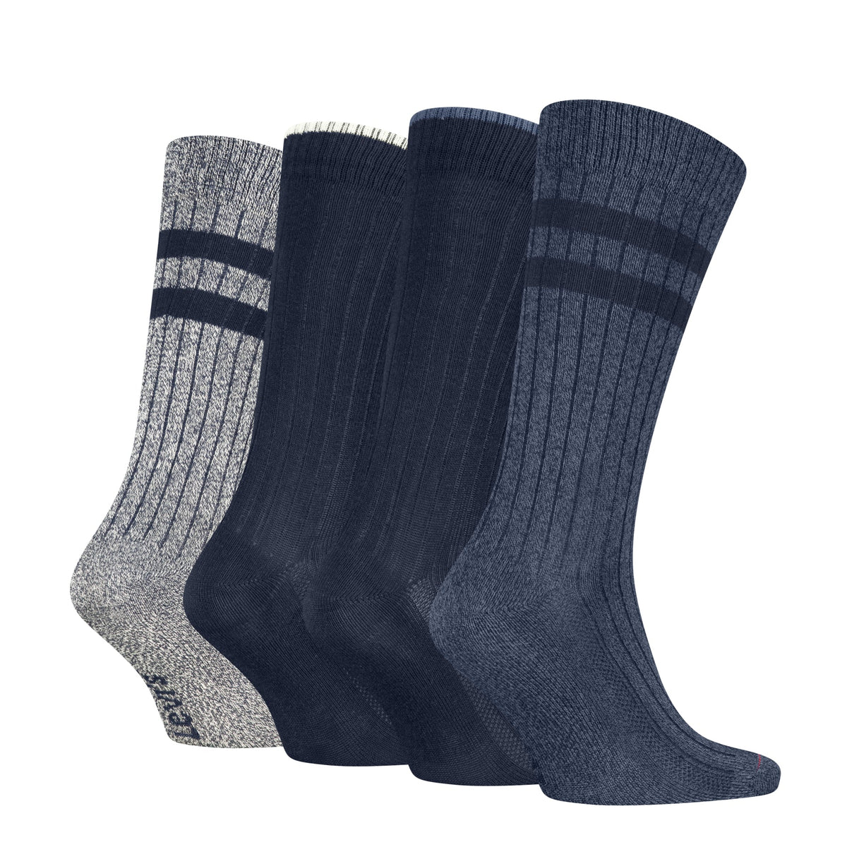 Levi's Men's 4 Pack Mouline Crew Socks Gift Box - Blue Combo