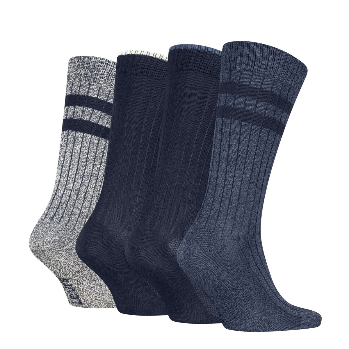 Levi's Men's 4 Pack Mouline Crew Socks Gift Box - Blue Combo