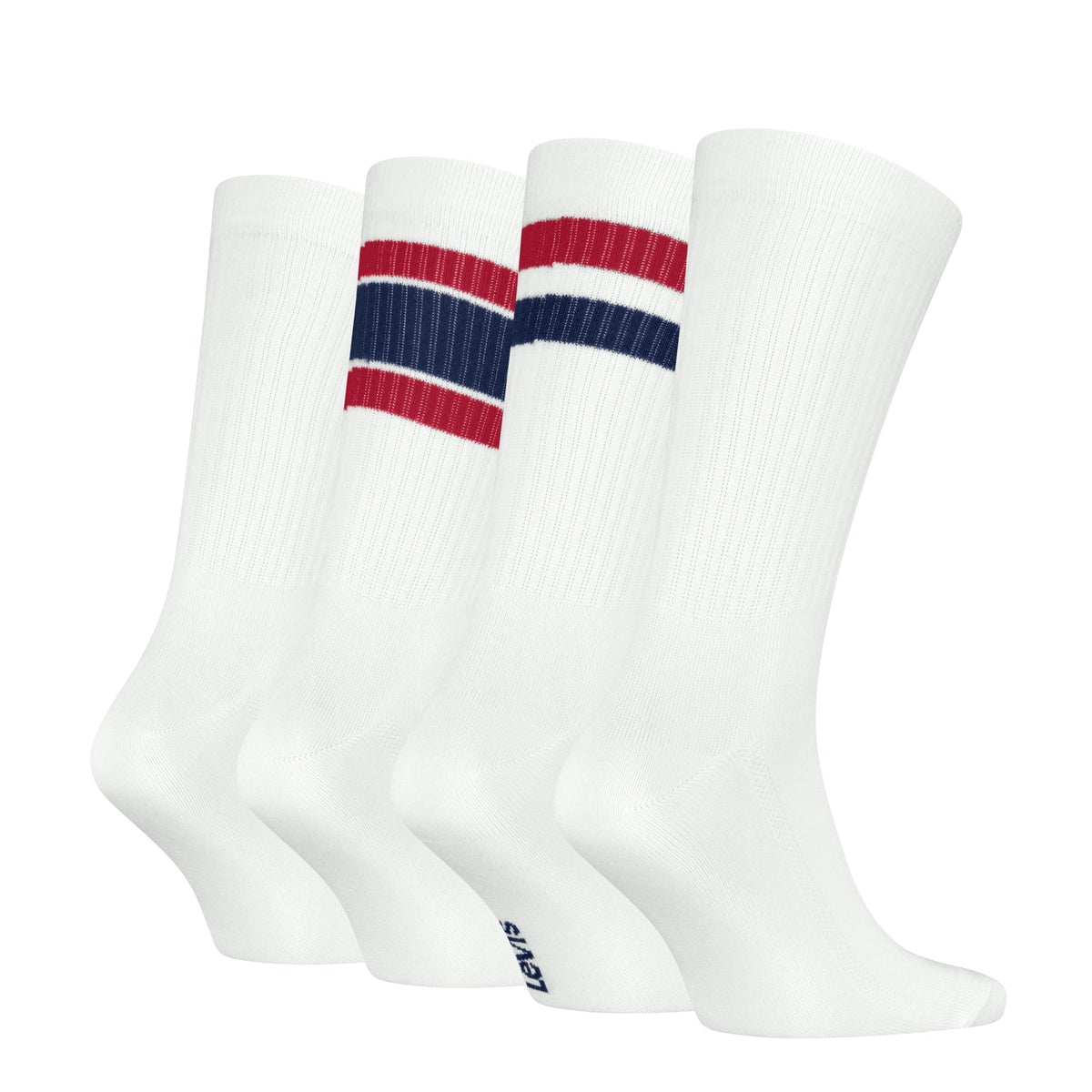 Levi's Men's 4 Pack Sport Crew Socks Gift Box - White/Red/Blue