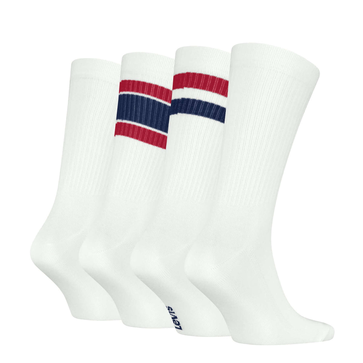 Levi's Men's 4 Pack Sport Crew Socks Gift Box - White/Red/Blue