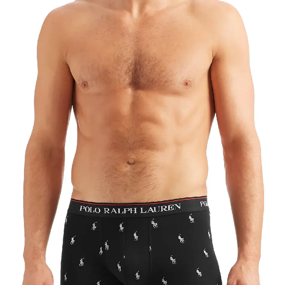 Polo Ralph Lauren Classic Cotton Stretch Boxer Trunks 3-Pack -Black/AOP/Stripes