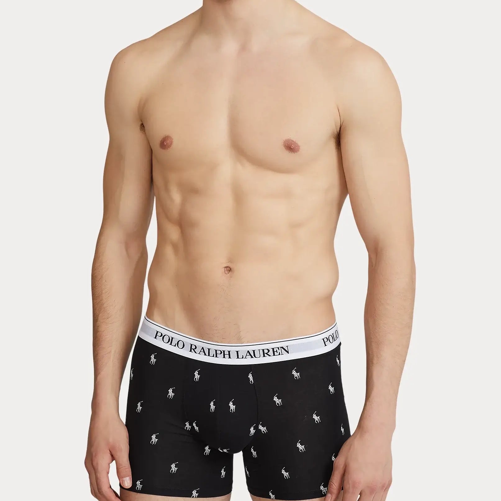 Polo Ralph Lauren Three-Pack Stretch Cotton Boxer Briefs - Black AOP/Charcoal Heather/White