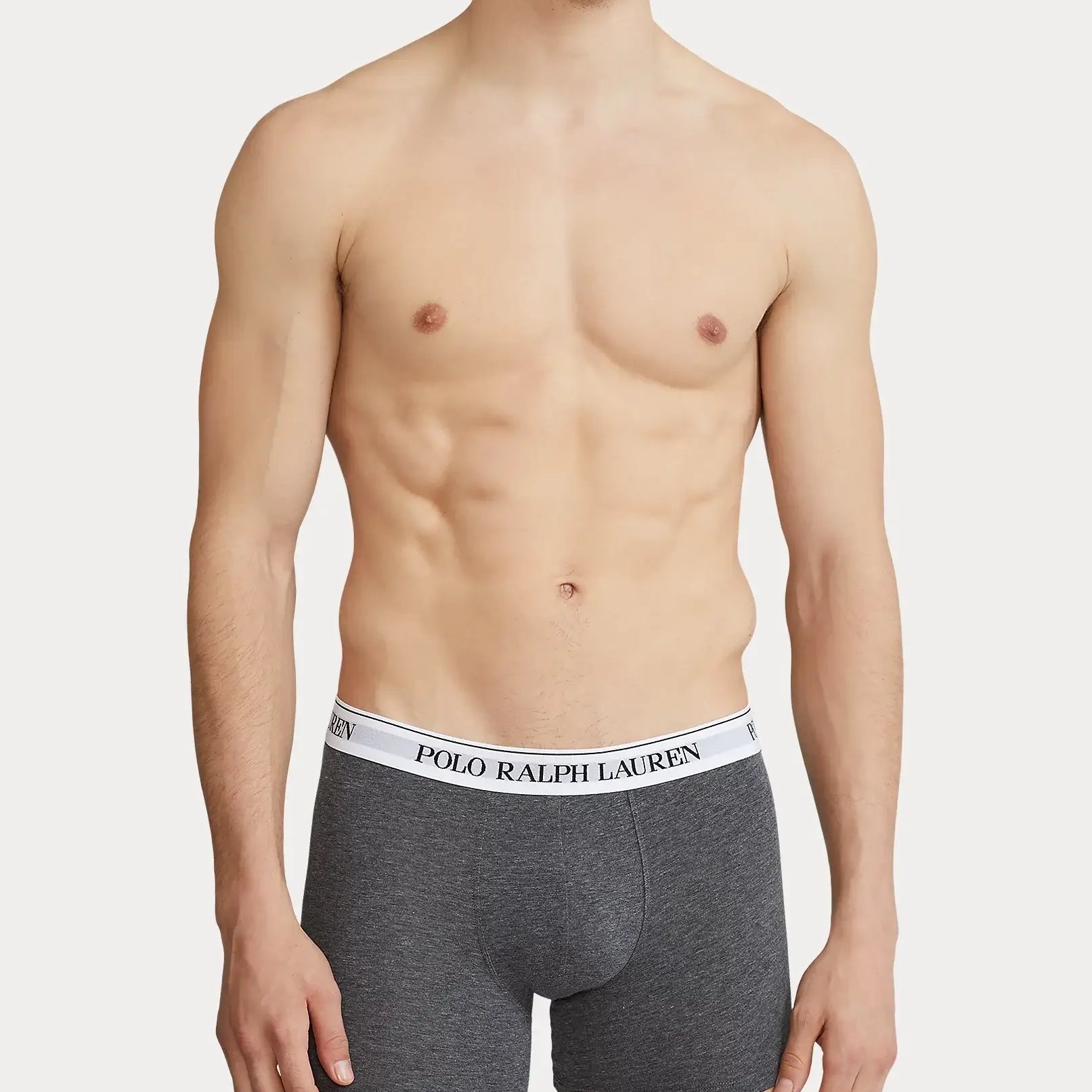 Polo Ralph Lauren Three-Pack Stretch Cotton Boxer Briefs - Black AOP/Charcoal Heather/White