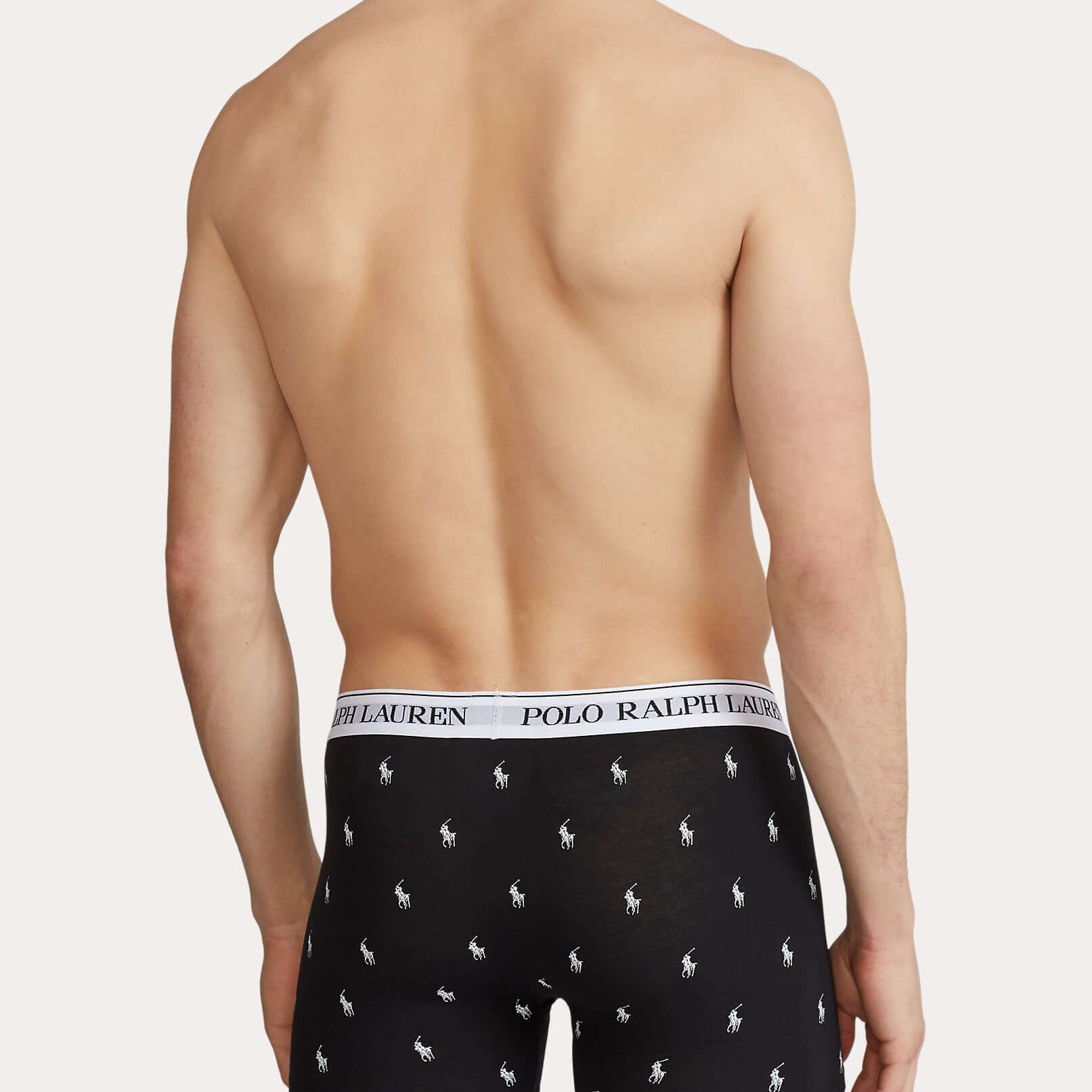 Polo Ralph Lauren Three-Pack Stretch Cotton Boxer Briefs - Black AOP/Charcoal Heather/White