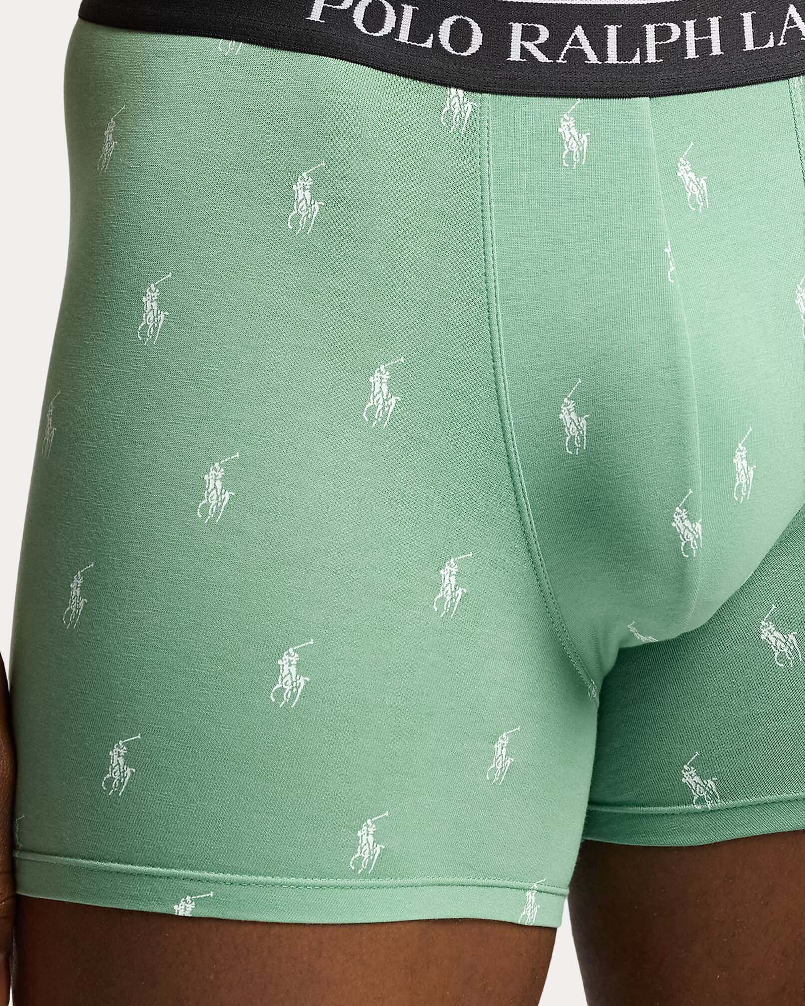 Polo Ralph Lauren Three-Pack Stretch Cotton Boxer Briefs - Black/Heather/Pistachio