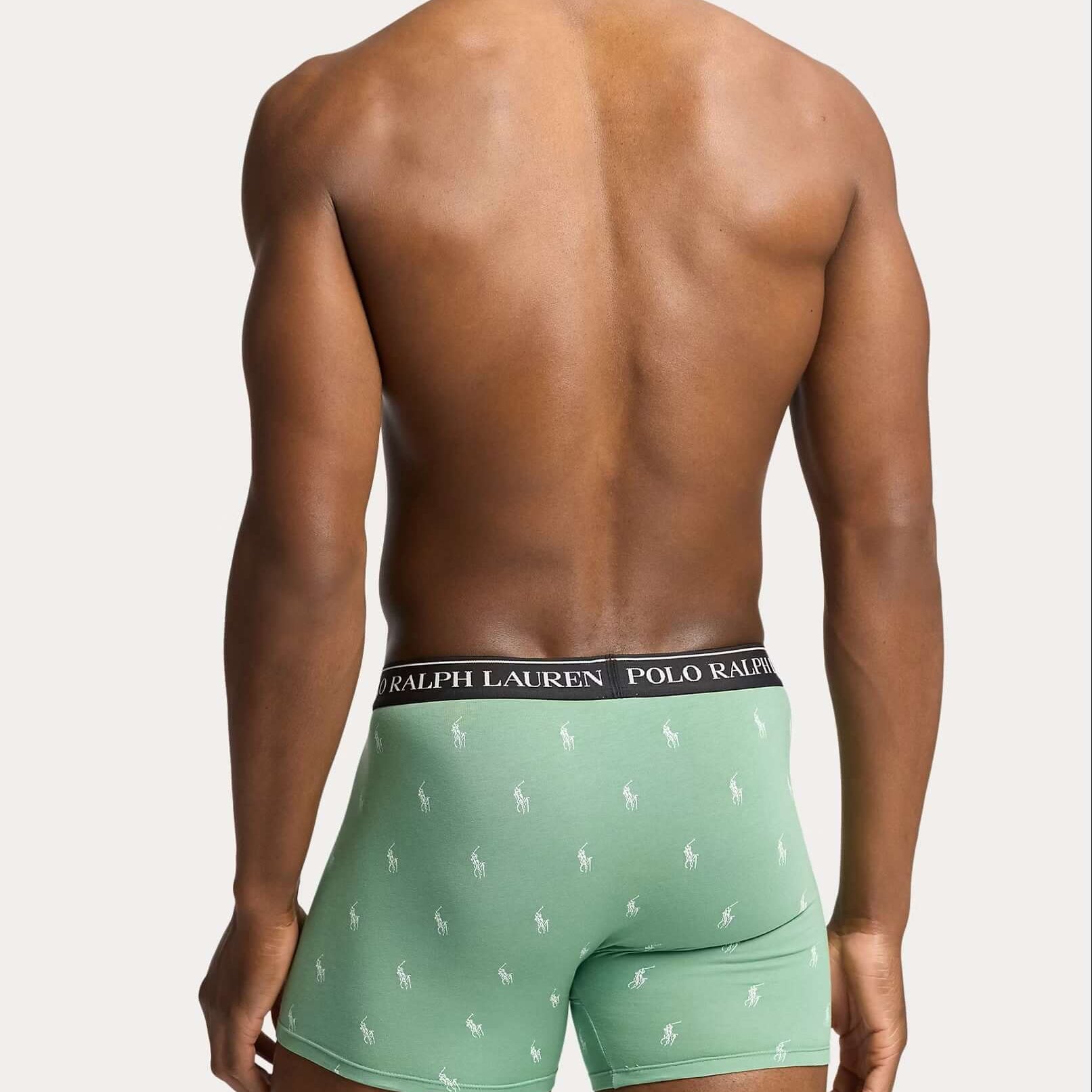 Polo Ralph Lauren Three-Pack Stretch Cotton Boxer Briefs - Black/Heather/Pistachio