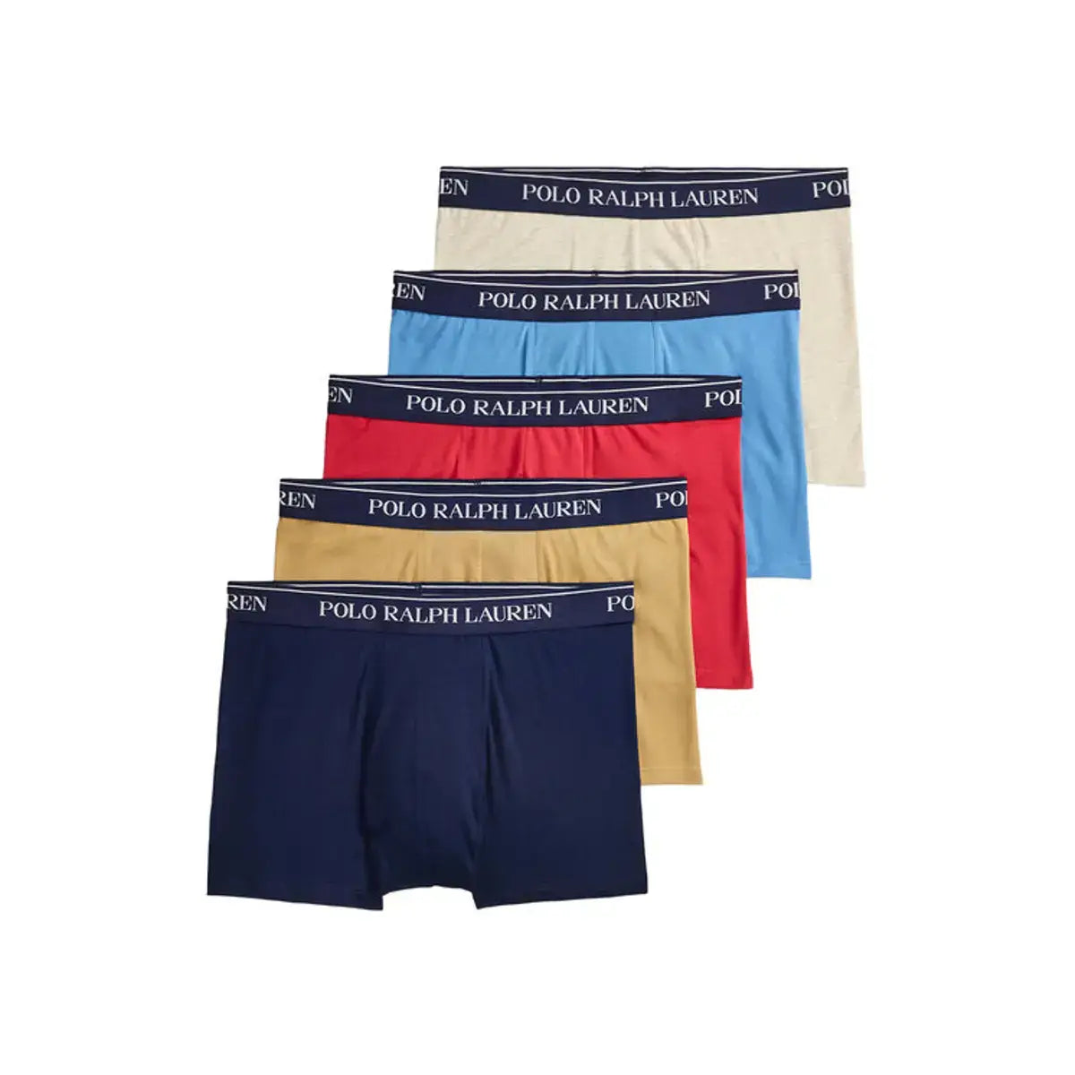 Polo Ralph Lauren Men's Stretch Cotton Trunks 5-Pack – Heather/Blue/Red/Camel/Navy
