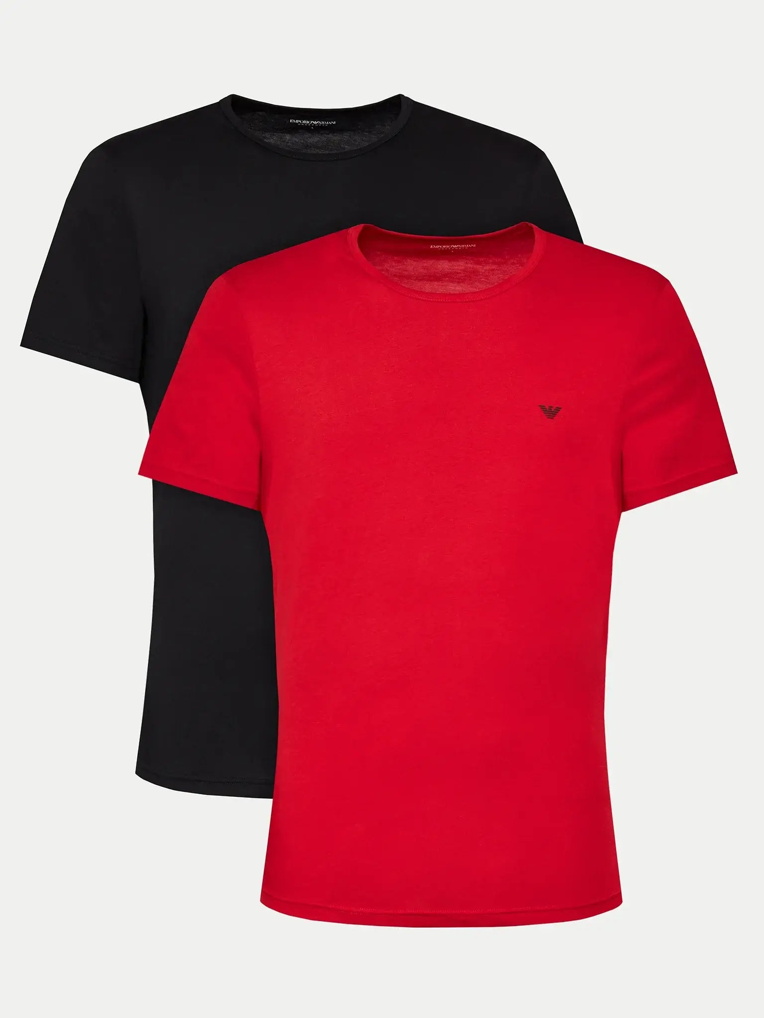 Emporio Armani 2 Pack Lounge Stretch-Cotton Crew T-Shirts - Red/Black