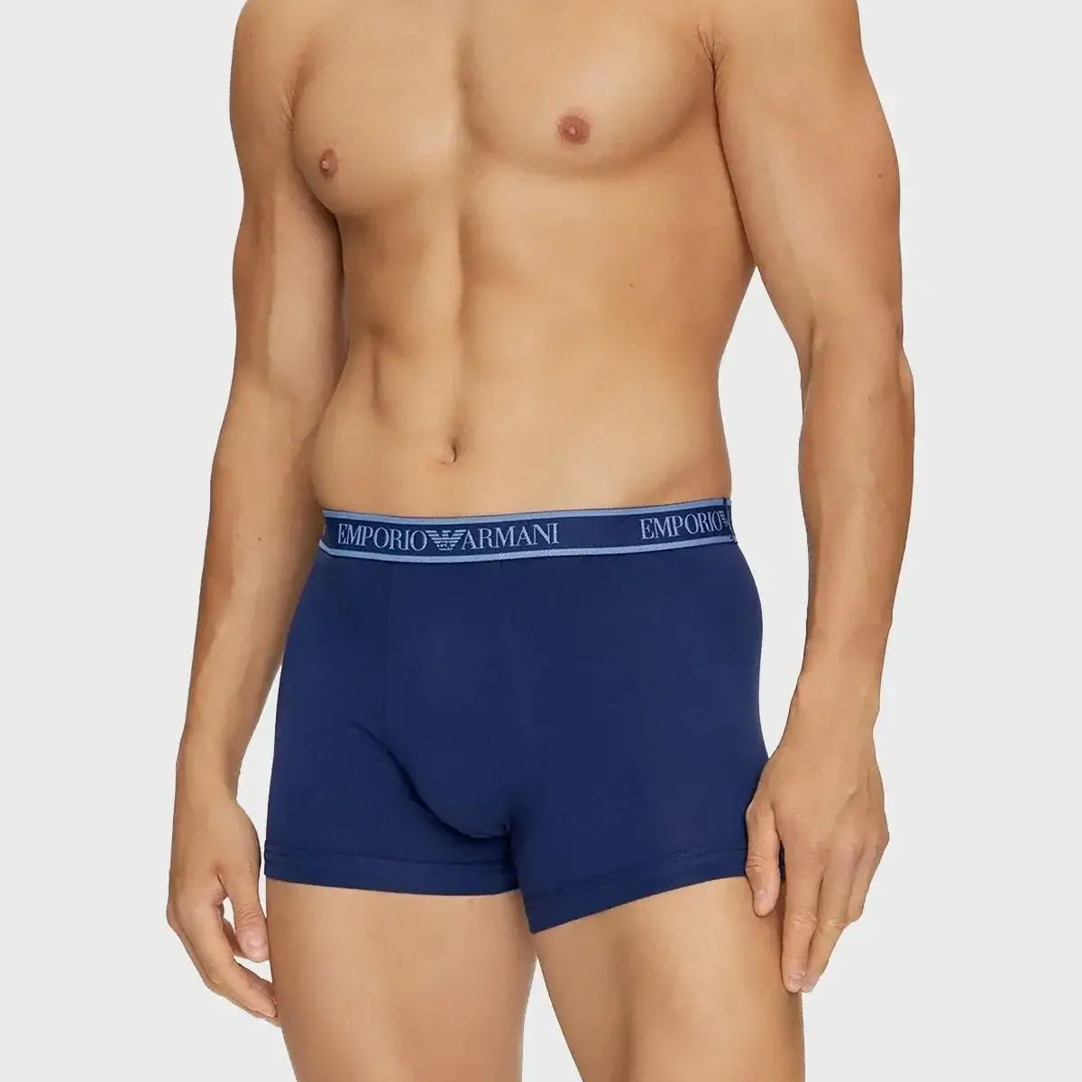 Emporio Armani 3 Pack Trunks Stretch Cotton - Blue / Navy / Print