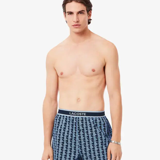 Lacoste Men’s 3-Pack Cotton Poplin Boxers – Blue Underwear