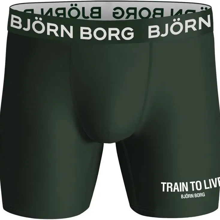 Björn Borg 3 Pack Performance Boxer - Black, Print, Green