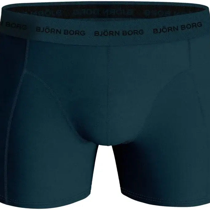 Bjorn Borg Cotton Stretch Boxer Trunks 3 Pack - Blue, Green, Print