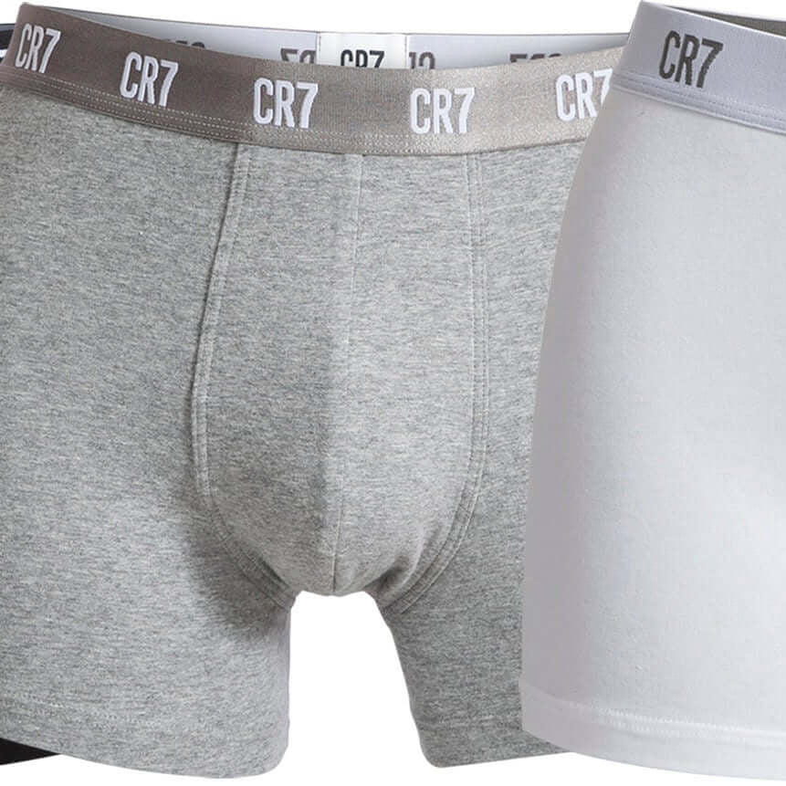 CR7 3-Pack Men's Cotton Fashion Trunk - Black / Grey / White