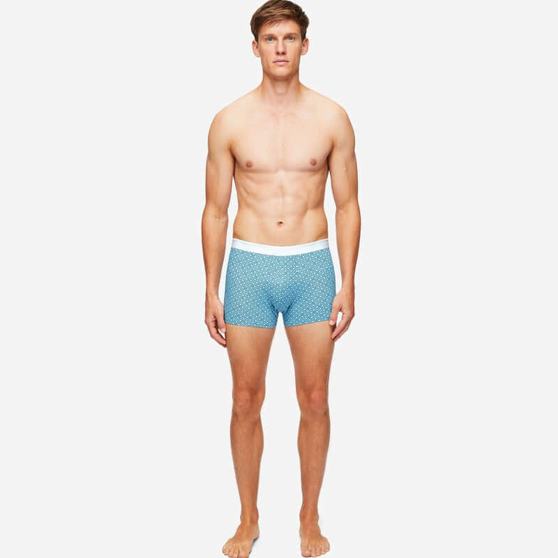 Derek Rose Men's Trunks - Blue Geometric Pima Cotton