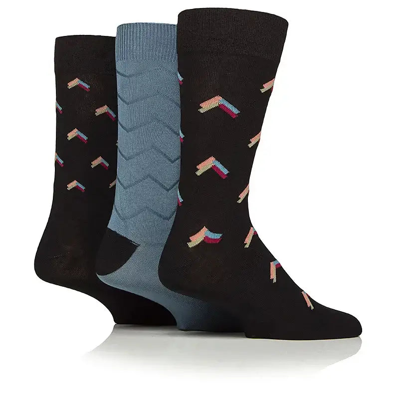 Glenmuir Joshua Men’s 3 Pair Bamboo Socks Gift Box – Munro Rib Argyle, UK 6-11