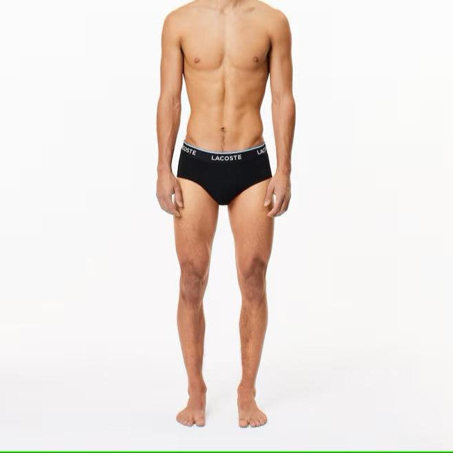 Lacoste 3-Pack Logo Waist Cotton Briefs - Black