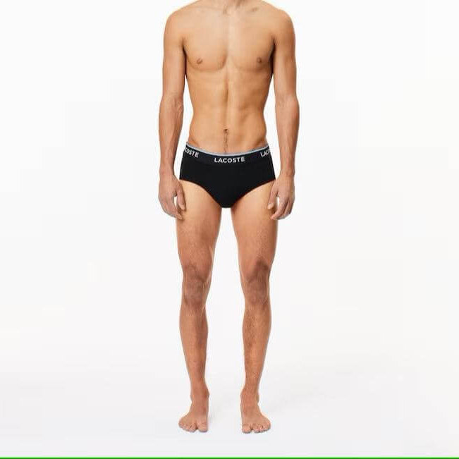 Lacoste 3-Pack Logo Waist Cotton Briefs - Black